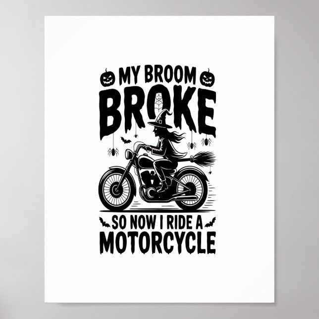 Poster Moto à cheval sorcière Halloween (Devant)