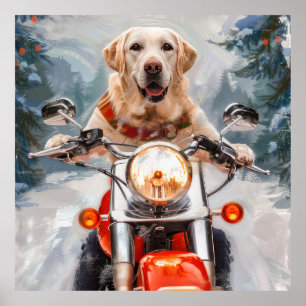 Poster Moto à chiens Labrador Noël