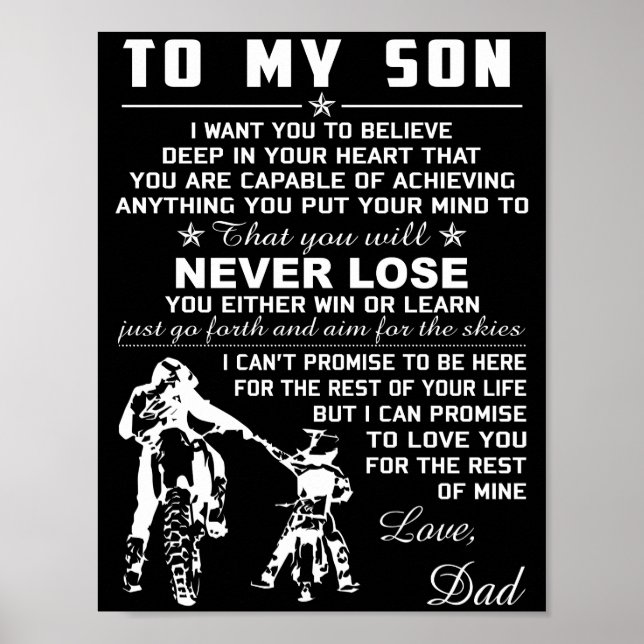 Poster Moto À Mon Fils Aime Papa (Devant)