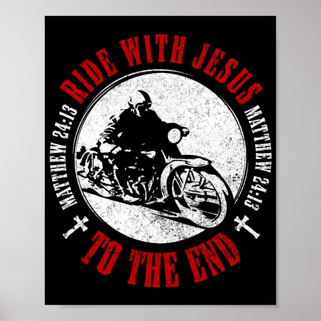 Poster Moto Christian Biker Foi Ride avec Jésus (Devant)