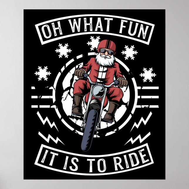 Poster Moto de Noël Santa Claus Biker Papa Bike (Devant)