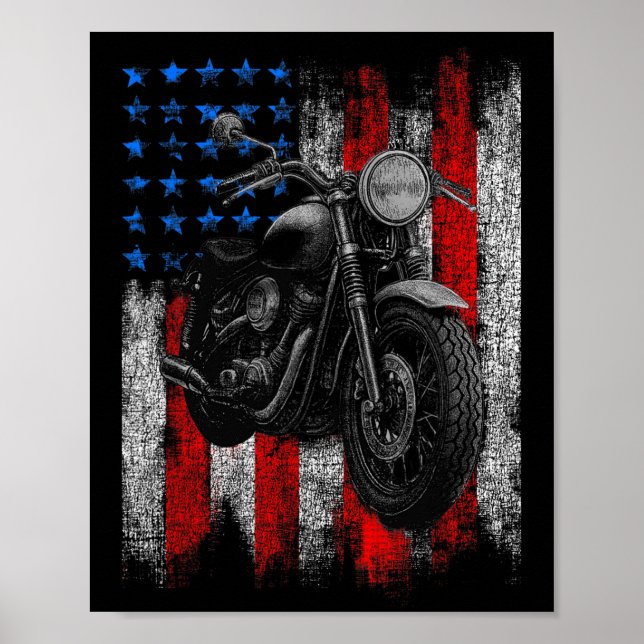 Poster Moto Graphic Mens Biker American Flag (Devant)