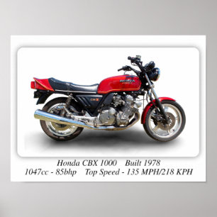 Poster Moto Honda CBX 1000 - A3 Taille Imprimer l'affiche