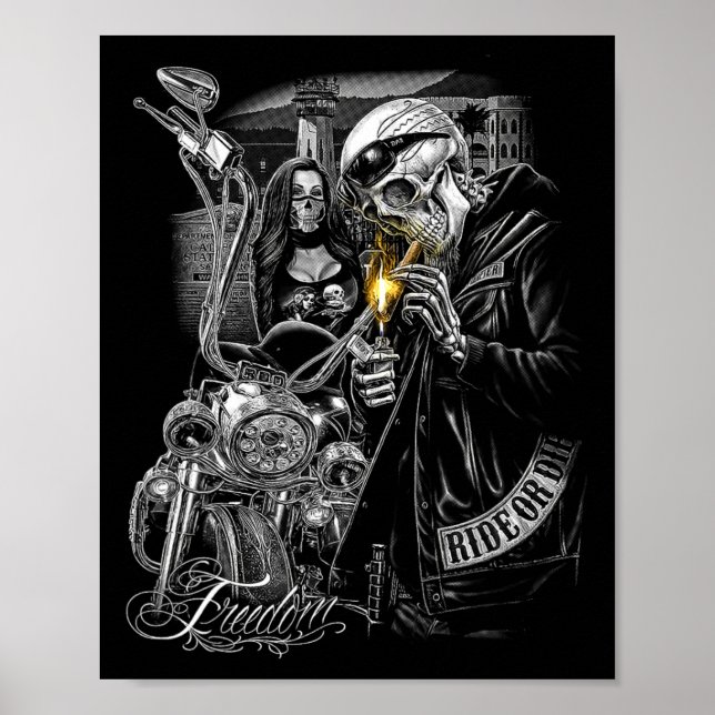 Poster Moto Moto Cycle Moto Moto Mécanique Hallowe (Devant)