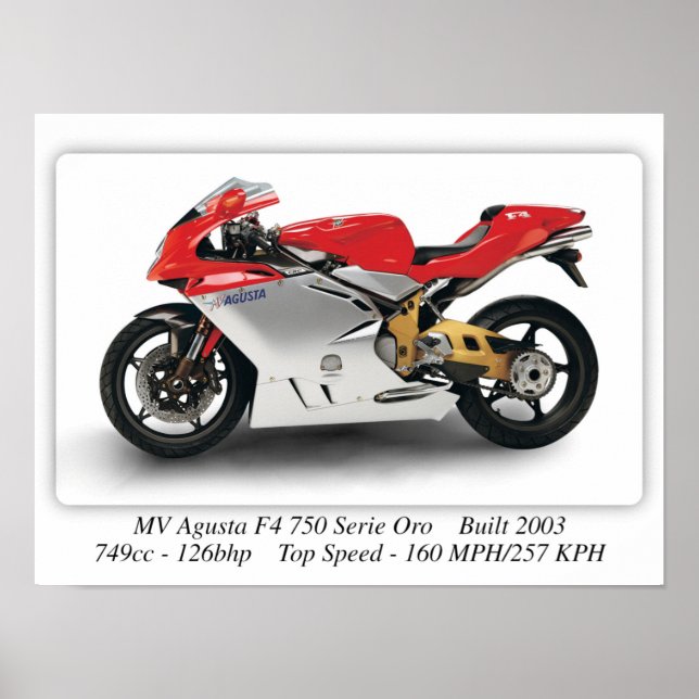 Poster Moto MV Agusta F4750 Serie Oro - Taille A3 (Devant)