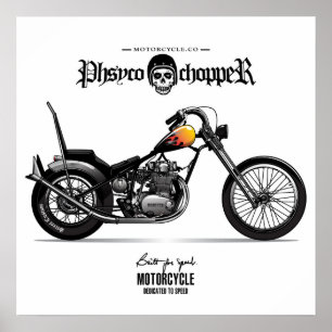 Poster Moto Physco Chopper vintage