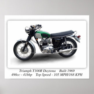Poster Moto Triumph T100R Daytona - A3