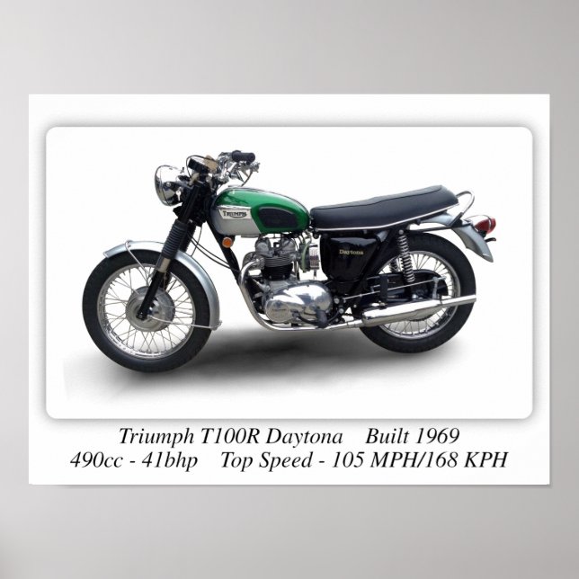 Poster Moto Triumph T100R Daytona - A3 (Devant)