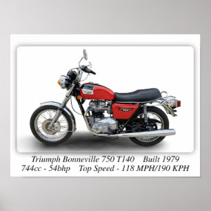Poster Moto Triumph T140V Bonneville 750 - Taille A3