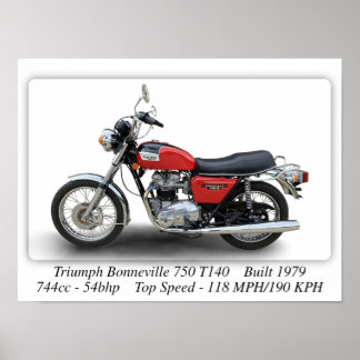 Poster Moto Triumph T140V Bonneville 750 - Taille A3