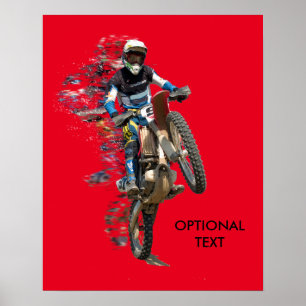 Poster Motocross dans le désert avec les morceaux volant