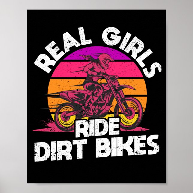 Poster Motocross Lovers Racing Bikers Véritable Filles Ri (Devant)
