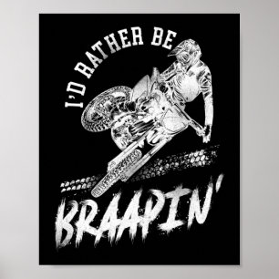 Poster Motocross Vélo De Chemin Je Préférerais Être Vinta