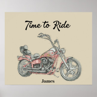Poster Motocyclette Bobber à double V personnalisée