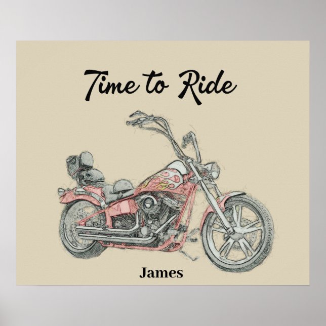 Poster Motocyclette Bobber à double V personnalisée (Devant)