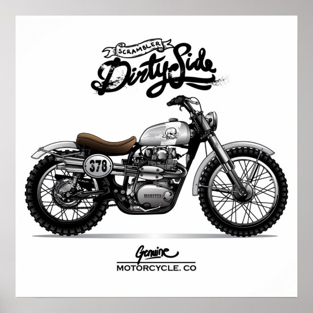 Poster Motocyclette vintage Dirtyside (Devant)