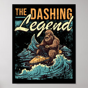 Poster Motomarine bigfoot embarcation pilote sasquatch je
