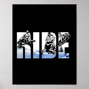 Poster Motoneige Motoneige Motoneige Hiver Sport Skieurs 