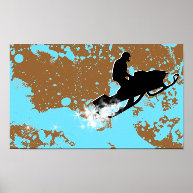 Poster motoneige. piste en poudre. (Devant)