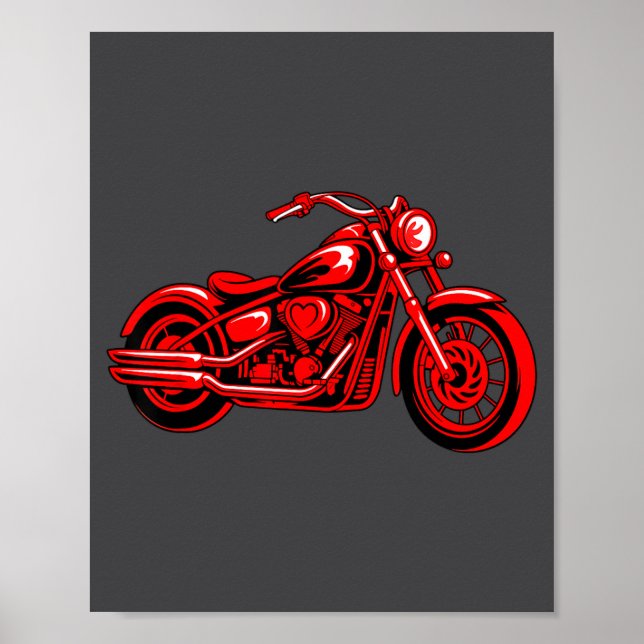 Poster Motorcycle Heart Biker Valentines Day Rider Couple (Devant)