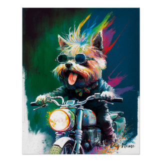 Poster Motorcycle, Motorbike - Yorkshire Terrier Dog 006