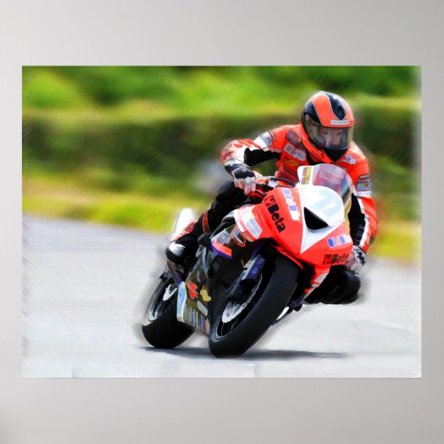 Poster Motorcycle Red Racer (Devant)