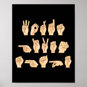 Poster Mots Assi Donnés Forme Américaine Langue Des Signe