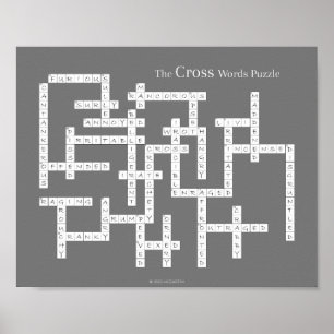 Poster Mots croisés Puzzle Gris Humour grincheux