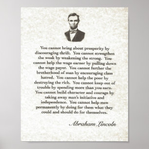 Poster Mots de la sagesse sur Parchment= Abraham Lincoln