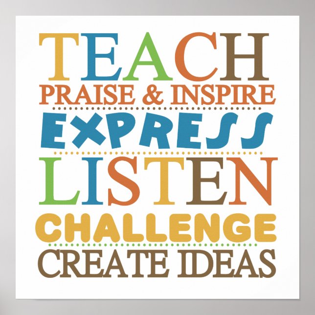 Poster Mots De L'Enseignant À Vivre Par (Devant)