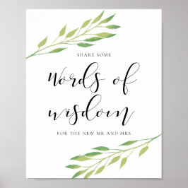 Poster Mots de sagesse Aquarelle feuille signe mariage