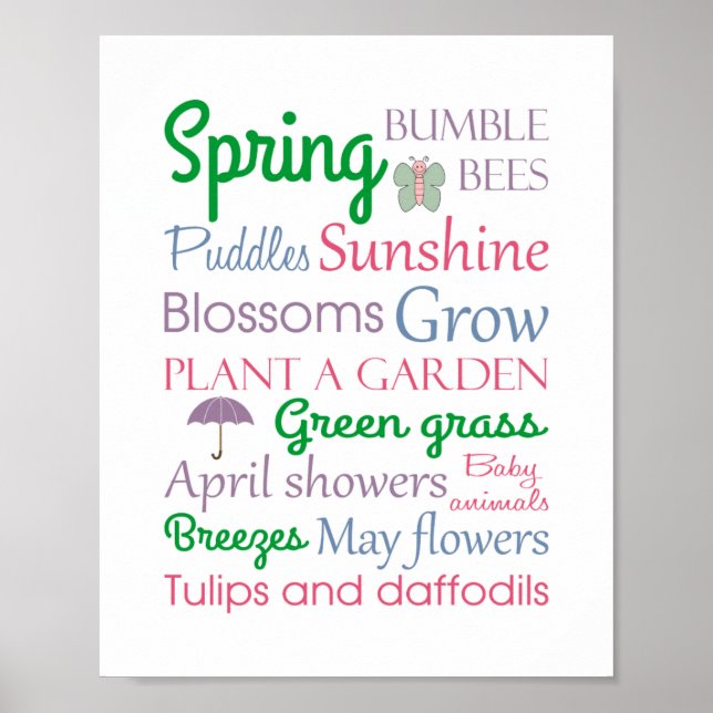 Poster Mots Et Phrases De La Saison De Printemps Typograp (Devant)
