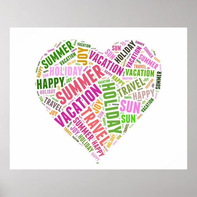 Poster Mots relatifs aux vacances (Devant)