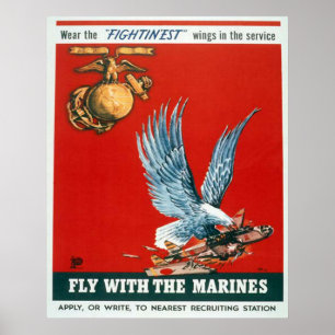 Poster Mouche avec les marines