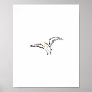 Poster Mouette blanche oiseau