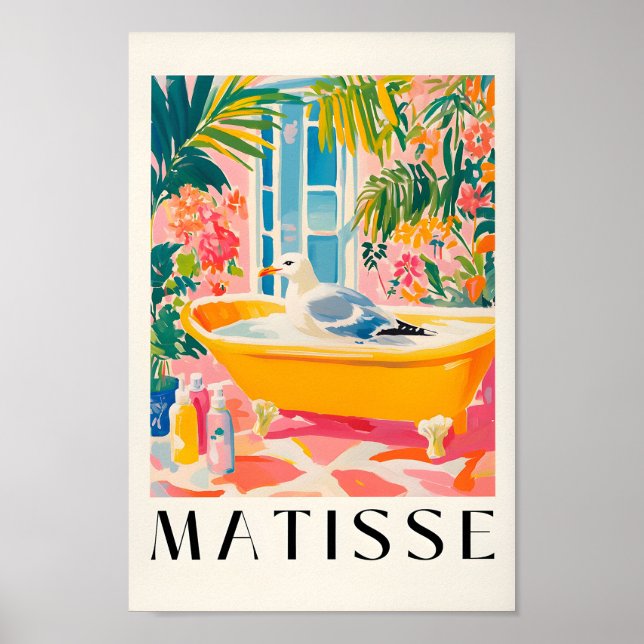Poster Mouette Dans La Baignoire, Amusante Salle De Bains (Devant)