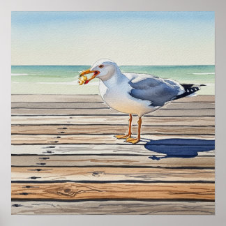 Poster Mouette de mer volant Popcorn