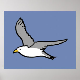 Poster Mouette en vol. Un oiseau en vol