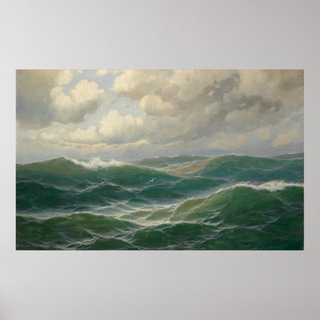 Poster Mouettes au-dessus des vagues par Max Jensen (Devant)