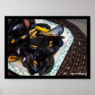 Poster Moules de coquillages dans un bol