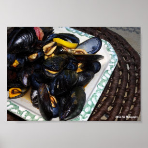 Poster Moules de coquillages dans un bol