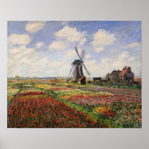 Poster Moulin à vent de Rijnsburg de champs de tulipe de