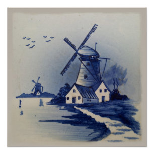 Poster Moulin blanc blanc blanc vintage