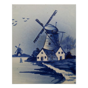Poster Moulin blanc blanc blanc vintage