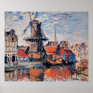 Poster Moulin sur le canal Onbekende, Amsterdam,