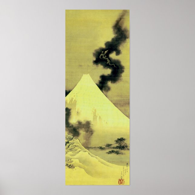 Poster Mount Fuji and Dragon, Hokusai, Ukiyo-e (Devant)