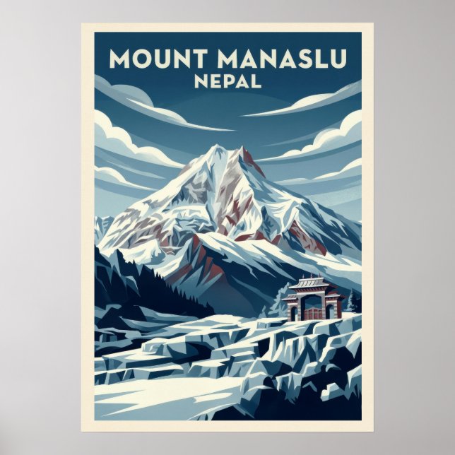 Poster Mount Manaslu Nepal V02 (Devant)