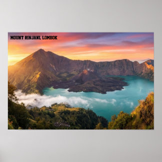 Poster Mount Rinjani Volcano Crater Sunrise Wall Art