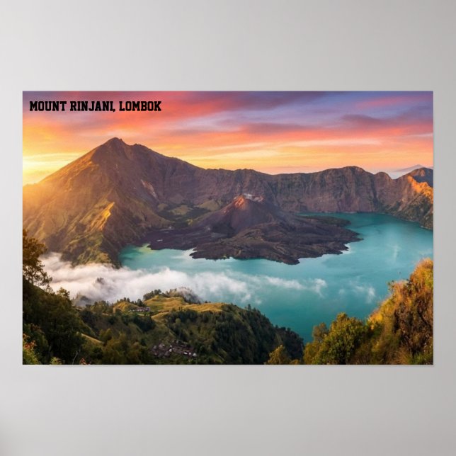 Poster Mount Rinjani Volcano Crater Sunrise Wall Art (Devant)