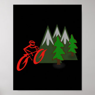 Poster Mountain Biking Rider Climbing Scene 
